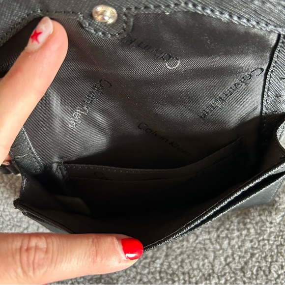 Calvin Klein Black Wristlet, Card Holder, Wallet with Button Snap - Picture 4 of 6